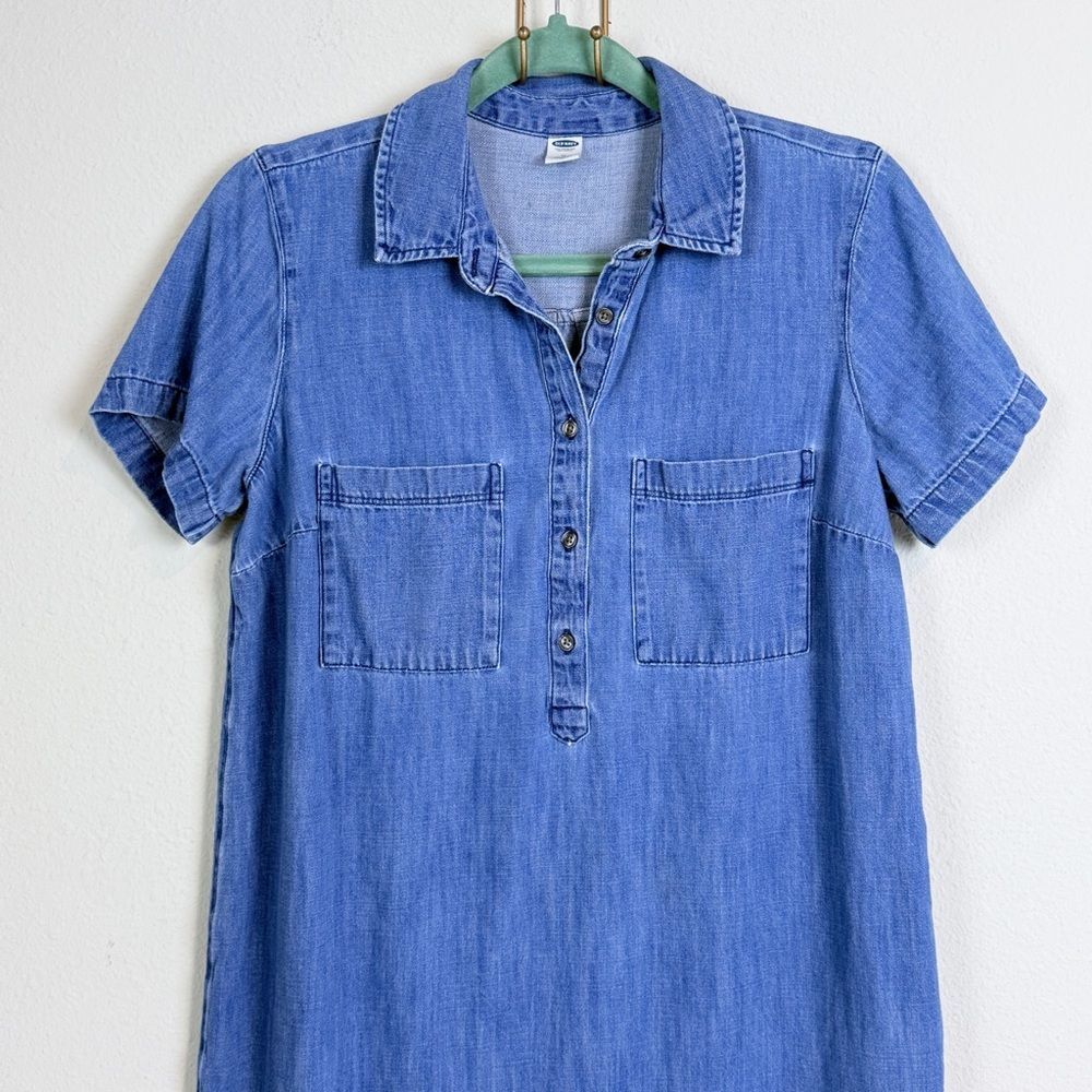 Old Navy Chambray Short Sleeve Shirt Dress M - Picture 2 of 10